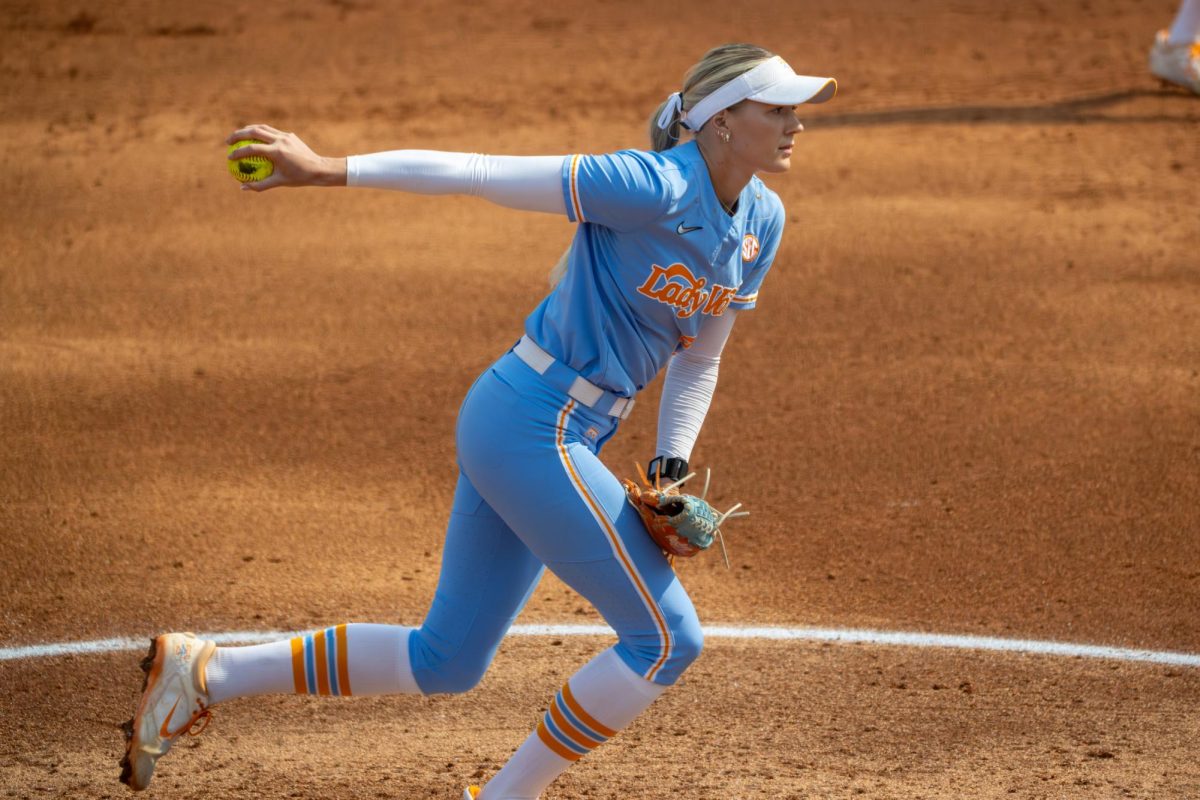 Karlyn Pickens delivers a pitch against Appalachian State at Sherri Parker Lee Stadium. Sunday, March 1, 2026.