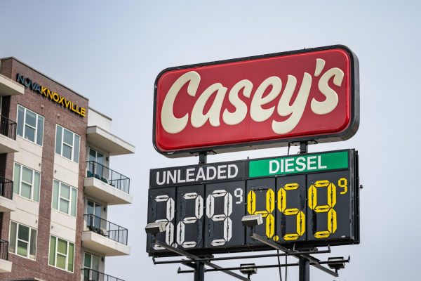 Gas prices rise at Casey’s on Cumberland Avenue. Friday, March 20, 2026.