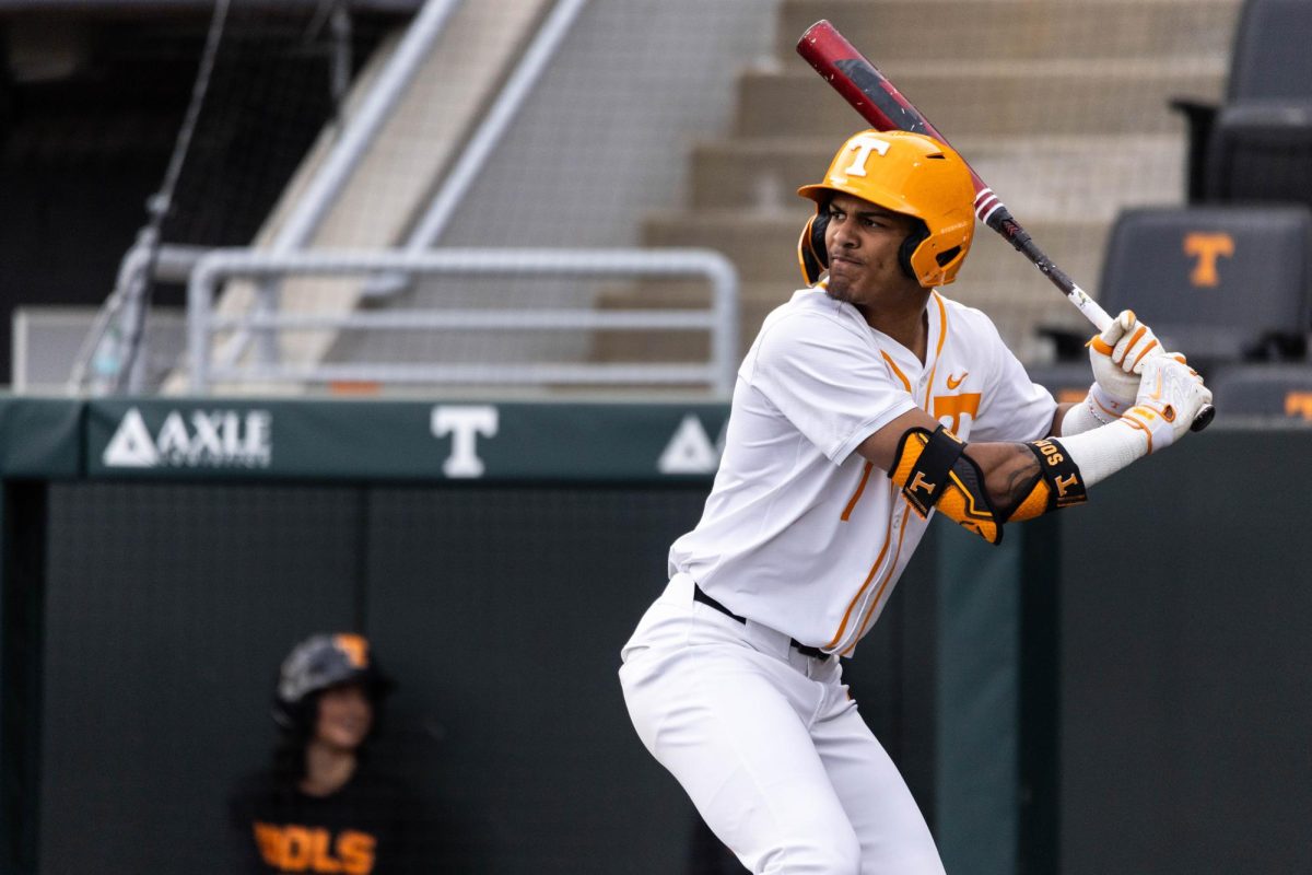 Blaine Brown (1) at bat in a game against USC Upstate at Lindsey Nelson Stadium, Tuesday, March 24, 2026.