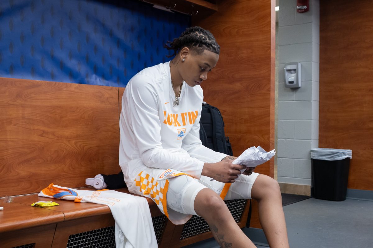 Zee Spearman (11) in the locker room after an SEC Tournament loss to Alabama at Bon Secours Wellness Arena. Thursday, March 5, 2026.