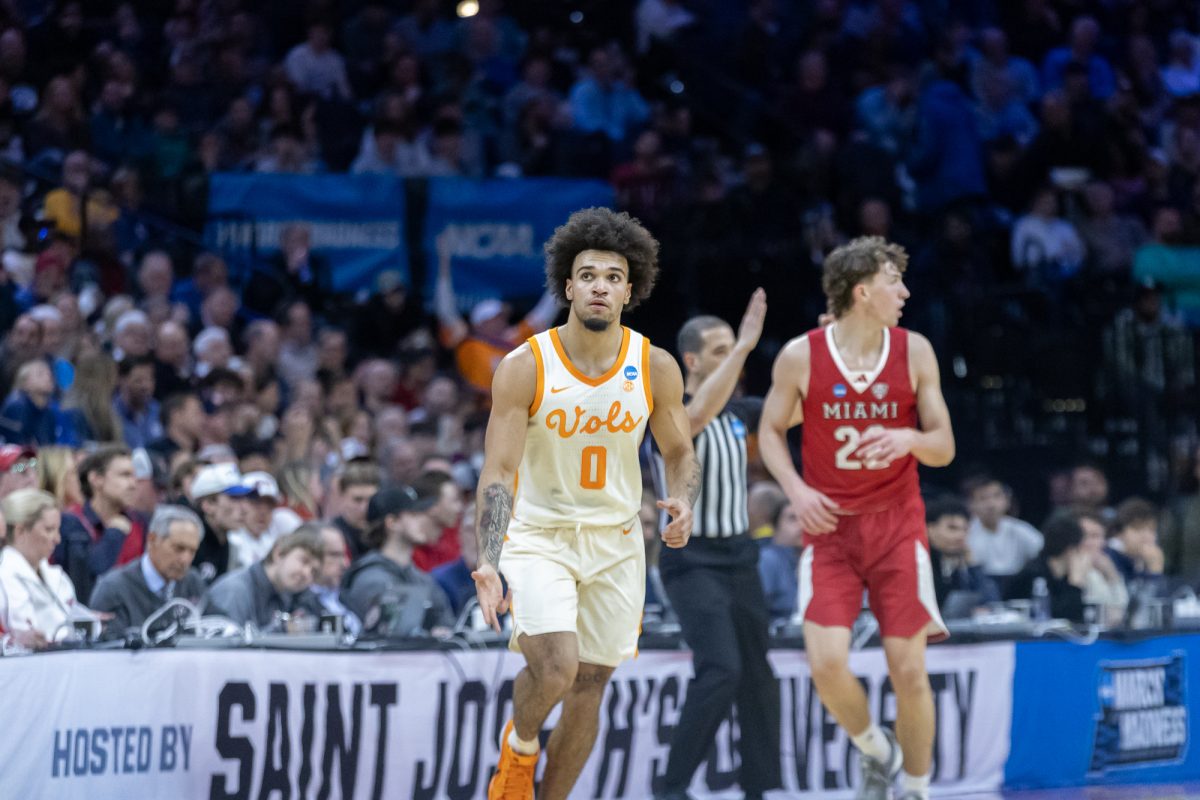 Ja'Kobi Gillespie (0) hits a three during an NCAA tournament game at Xfinity Mobile Arena. Friday, March 20, 2026.