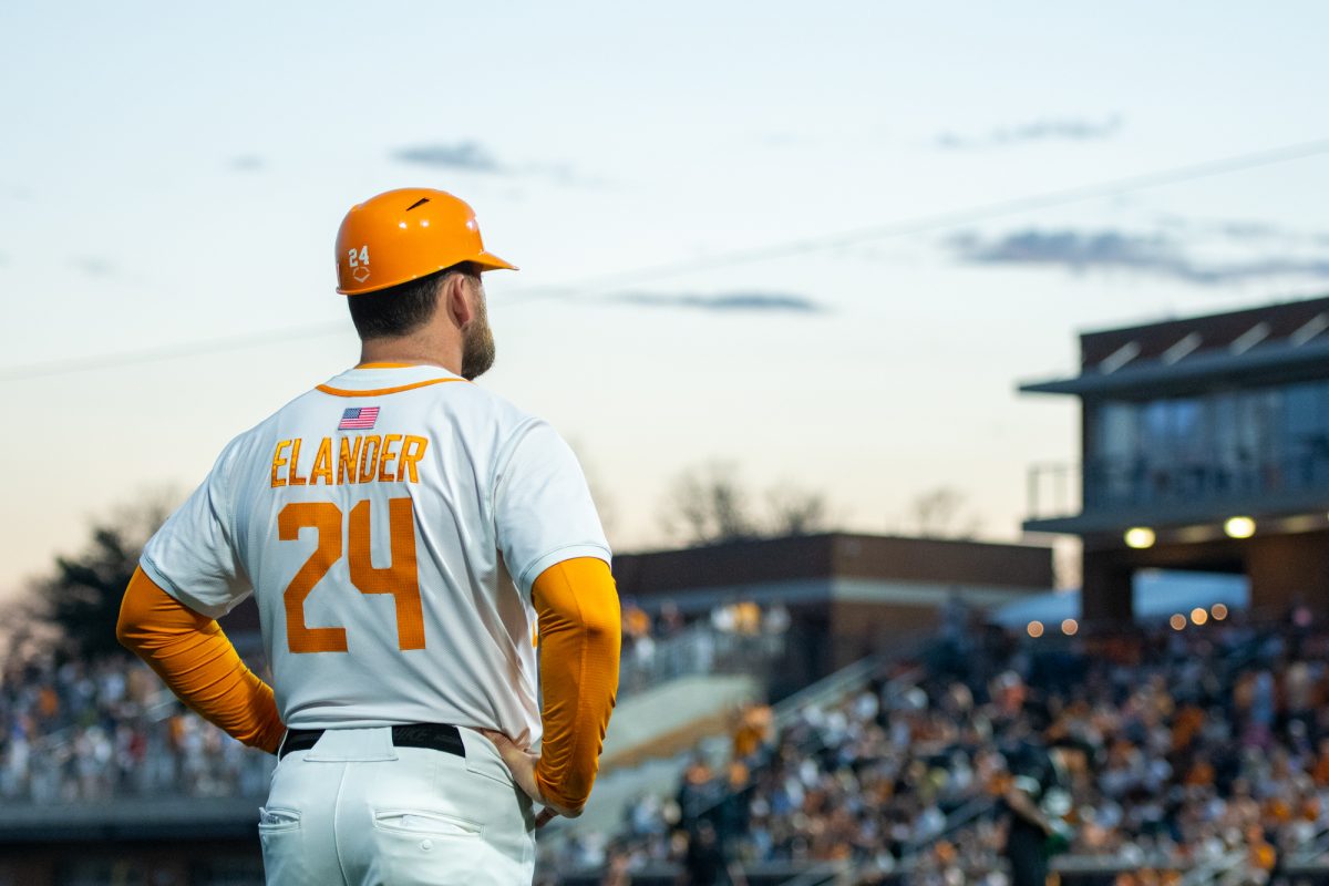 Tennessee baseball head coach Josh Elander (24) coaches at third base during a game against Wright State at Lindsey Nelson Stadium. Friday, March 6, 2026.