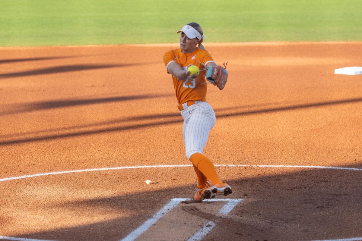 Karlyn Pickens (23) prepares to pitch against Belmont at Sherri parker Lee Stadium. Tuesday, March 3, 2026.