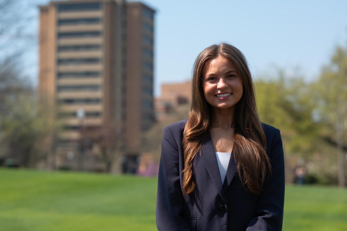 Candidate for president Caroline Marcus in Circle Park on Saturday, March 21.