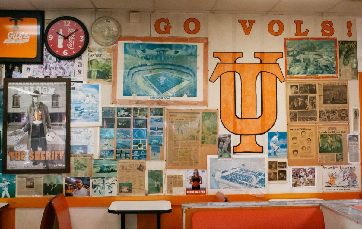 The wall at Gus's Good Times Deli.