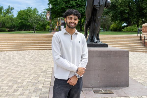 Avi Patel in front of the Torchbearer on April 27, 2026.