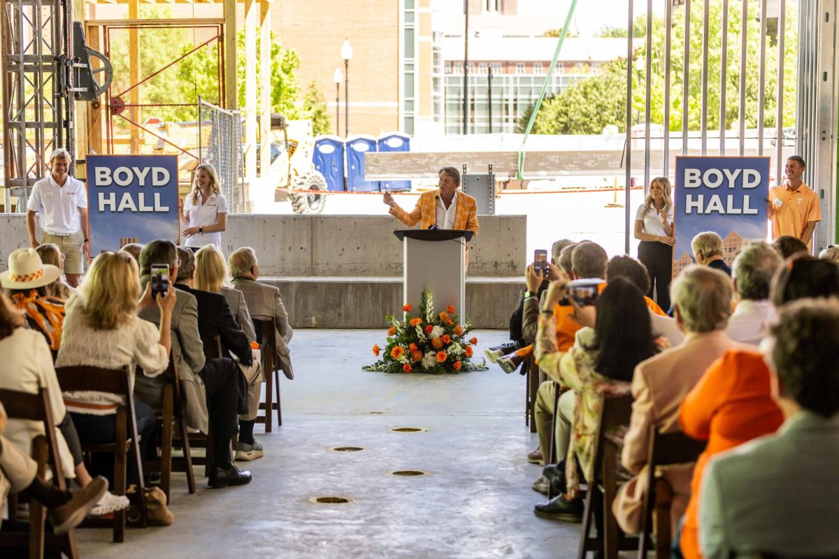 UT System President Randy Boyd presiding over the ceremony on Friday, April 17, 2026.