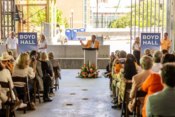 UT System President Randy Boyd presiding over the ceremony on Friday, April 17, 2026.
