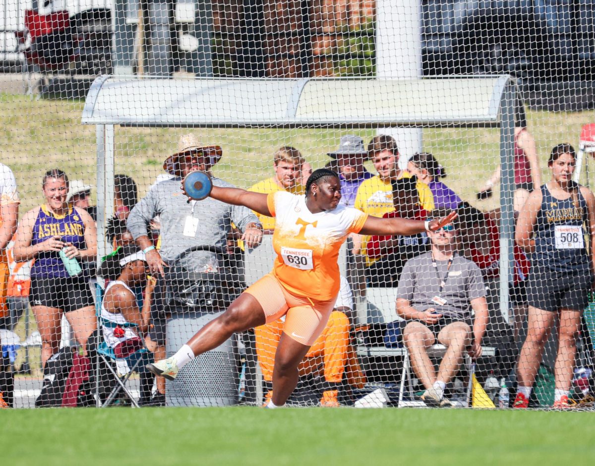 Cedricka Williams sets a new school record in the women's discus throw at the Tennessee Track and Field Invitational on Friday, Apr. 10, 2026.