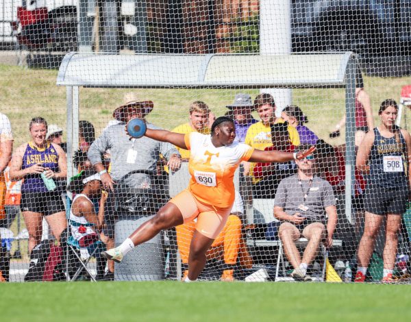Cedricka Williams sets a new school record in the women's discus throw at the Tennessee Track and Field Invitational on Friday, Apr. 10, 2026.