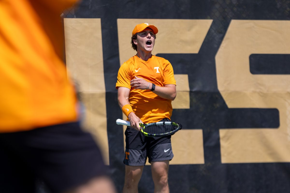 Alejandro Moreno celebrates during a match against South Carolina at Barksdale Stadium. Sunday, April 12, 2026.