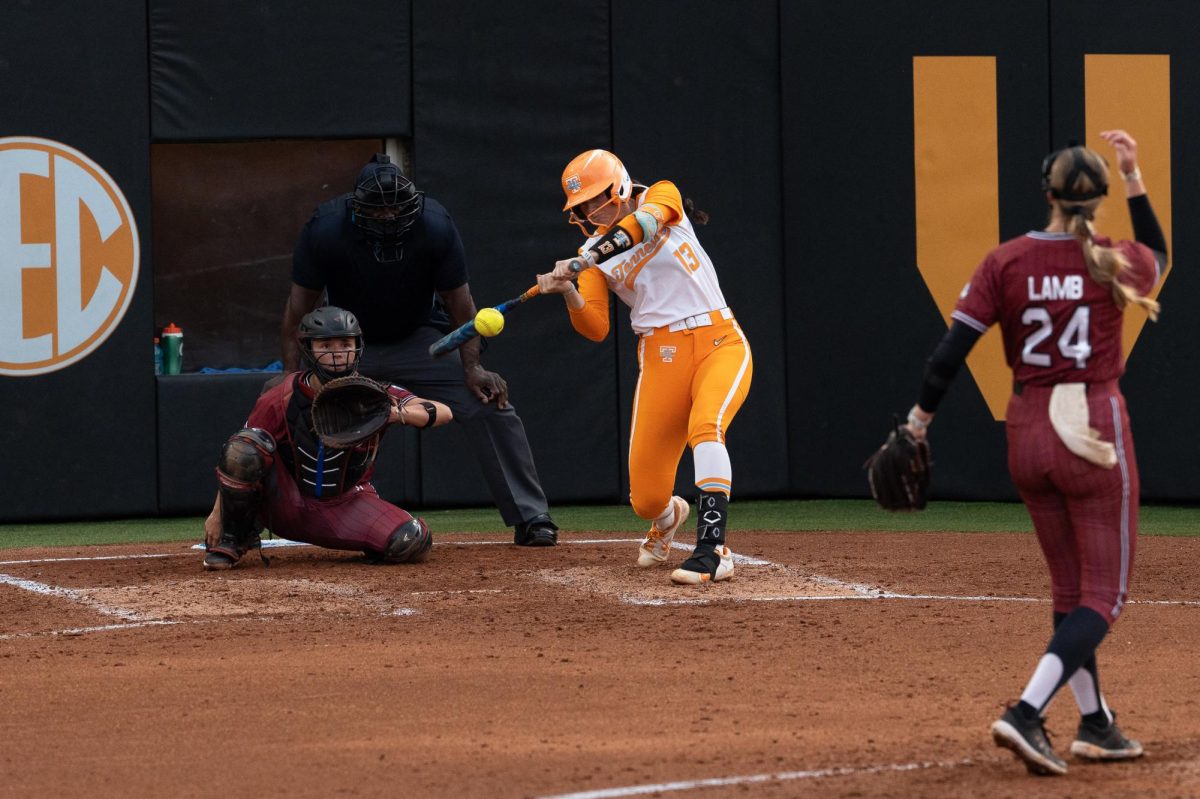 Sage Mardjetko (6) pitches against South Carolina on Thursday, April 2, at Sherri Parker Lee Stadium.