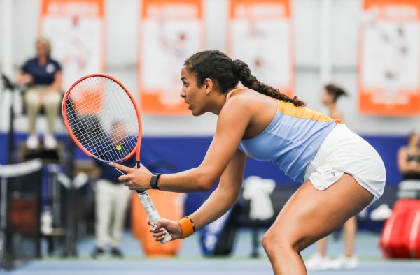 Vanesa Suarez during a tennis match against Vanderbilt  in Goodfriend Tennis Center. Friday, Mar. 27, 2026.