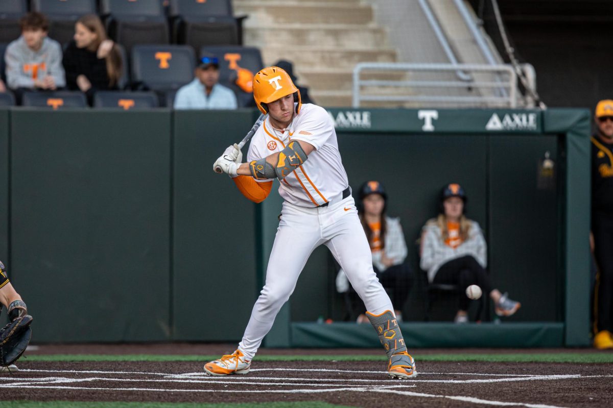 Nate Eisfelder (17) stands in the batter's box against Northern Kentucky at Lindsey Nelson Stadium. Tuesday, April 7, 2026. 
