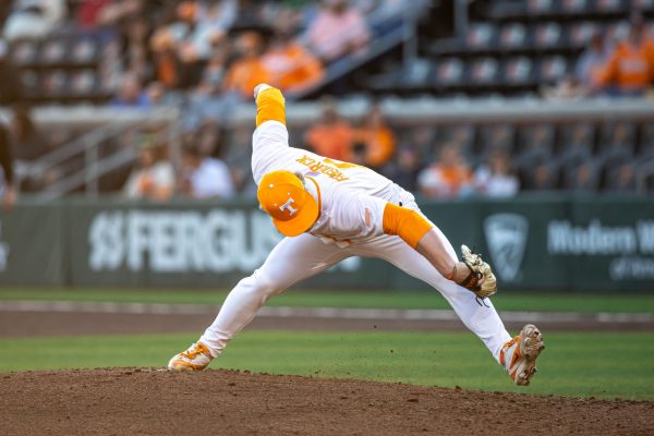 Brady Frederick (6) pitching against Northern Kentucky at Lindsey Nelson Stadium. Tuesday, April 7, 2026. 