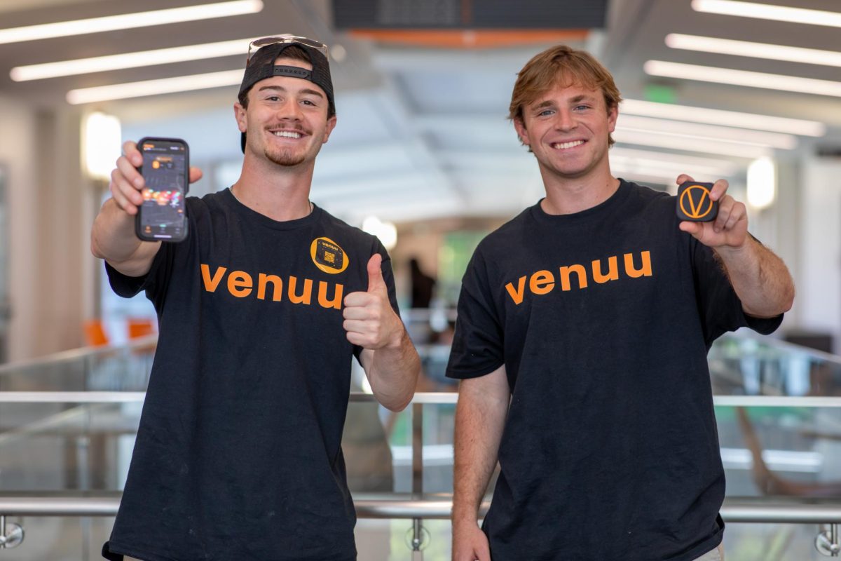 Venuu founders Michael Faragalli and Noah Cooper in the Student Union, on Friday, April 10th.