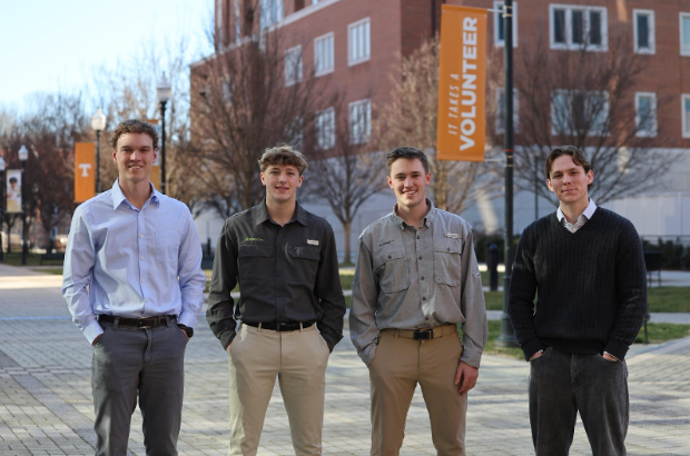 Founders and members of TerraSync's executive team pictured outside of the Haslam College of Business. Courtesy of TerraSync.