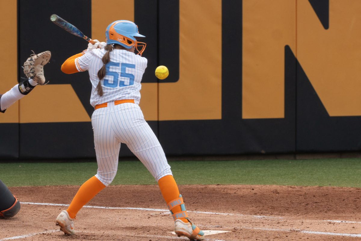 Gabby Leach (55) gets hit by a pitch from Virginia in the NCAA Regionals at Sherri Parker Lee Stadium. Saturday, May 16, 2026.