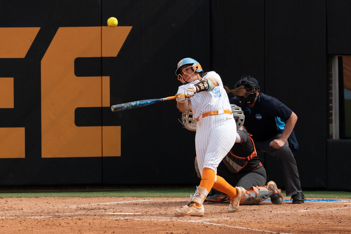 Makenzie Butt (98) hits a home run against Virginia in the NCAA Regionals at Sherri Parker Lee Stadium. Saturday, May 16, 2026.