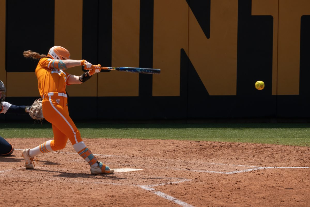 Taelyn Holley (27) singles and brings home a runner against Virginia in the NCAA Regionals at Sherri Parker Lee Stadium. Sunday, May 17, 2026.